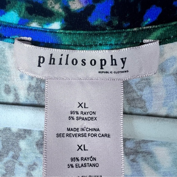 Philosophy Republic Clothing XL Tunic Top Rainforest Lagenlook Asymmetrical Hem - Picture 3 of 12